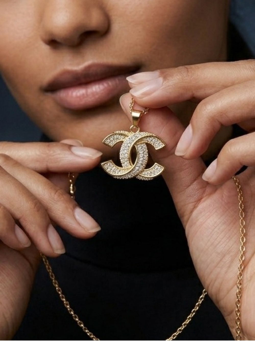 CHANEL Logo Pendant Necklace
